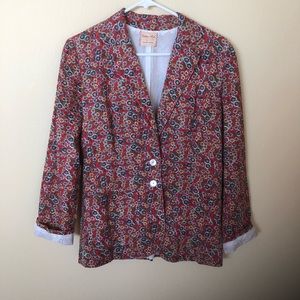 Vintage Red Floral Blazer